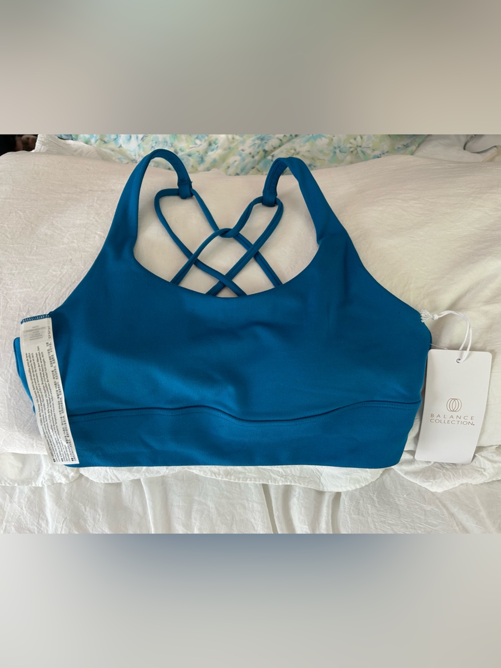 NWT Balance Collection Teal Strappy Sports Bra. Perfect Condition! Medium